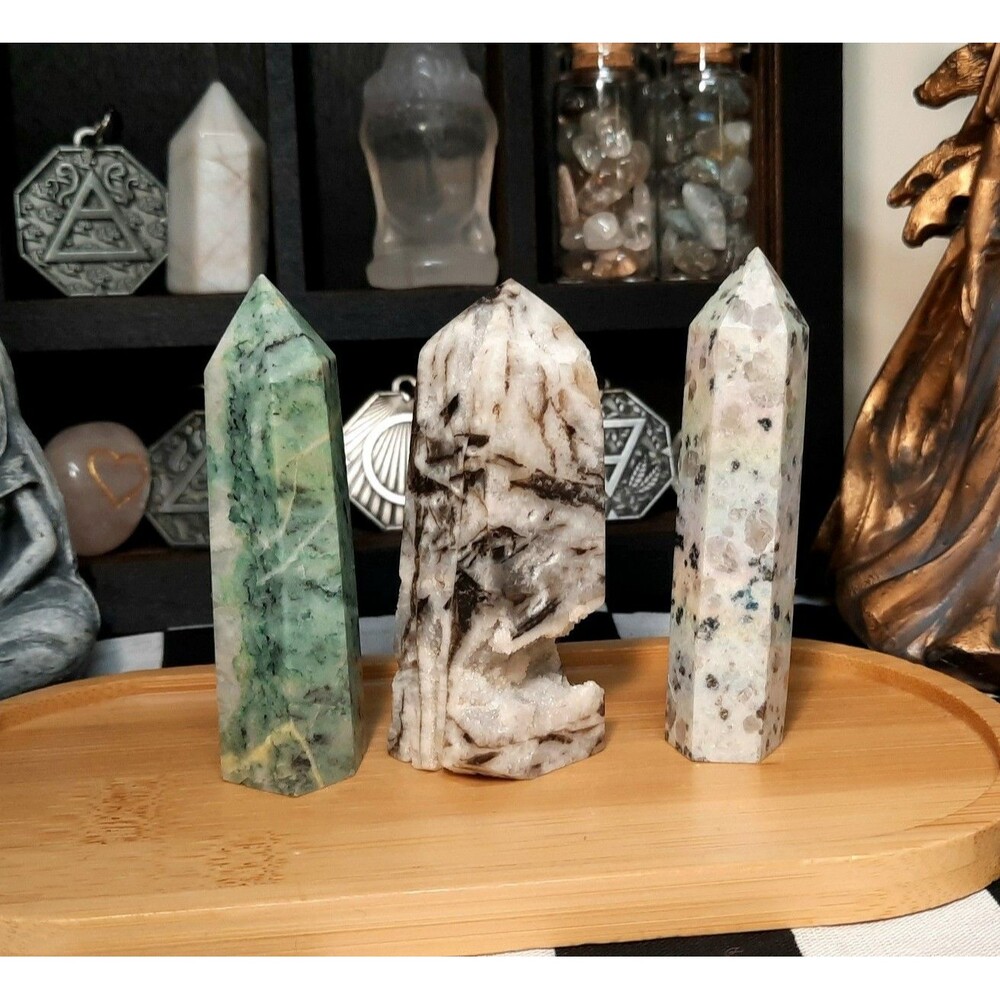 Set of 3 Crystal Points, Natural Stone Towers